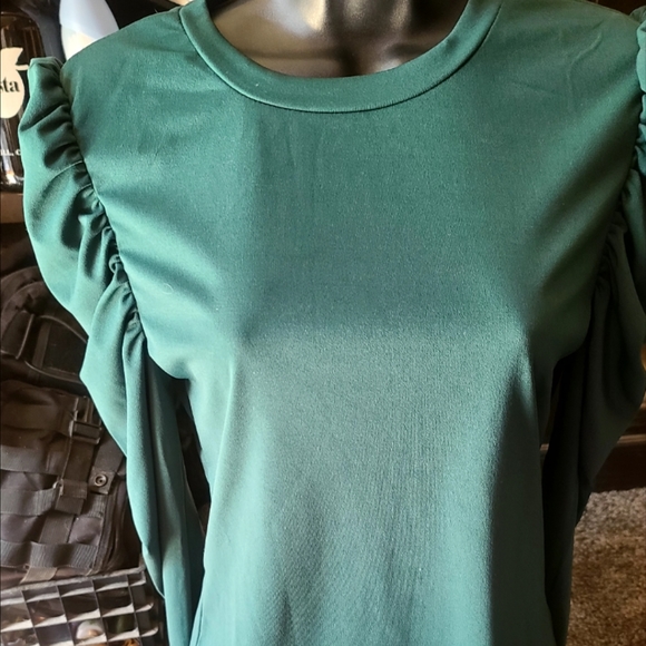 Cute Zara puff sleeved Emerald top - Picture 3 of 5